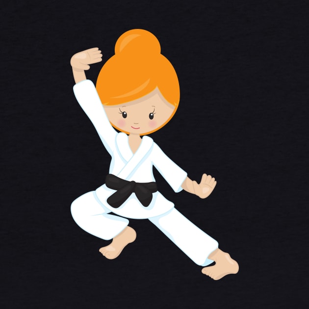 Karate Girl, Cute Girl, Black Belt, Orange Hair by Jelena Dunčević